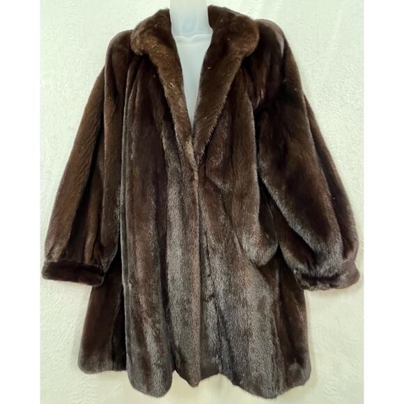 BIRGER CHRISTENSEN Worlds Finest Dark Ranch Mink Fur Mid Length Swing Coat Sz 12 - Picture 5 of 16